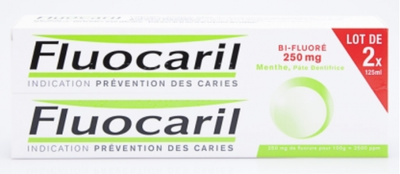 Fluocaril Dentifrice Bi-fluoré 250mg Pâte Menthe Bitube 2x125ml