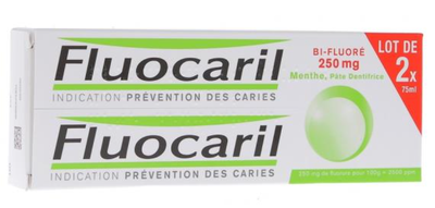 Fluocaril Dentifrice Bi-fluoré 250mg Pâte Menthe Bitube 2x75ml