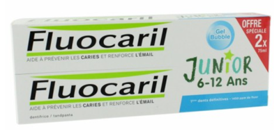 Fluocaril Dentifrice Junior  6-12 ans Gel Bubble Gum Bitube  2x75ml145mg