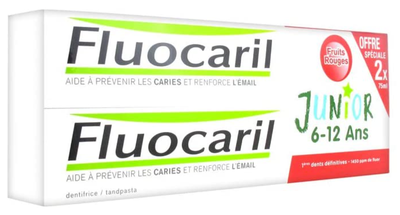 Fluocaril Dentifrice Junior 6-12 ans Gel Fruits Rouges Bitube  2x75ml