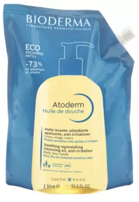 Image Bioderma Atoderm Huile de douche visage et corps écorecharge 1l
