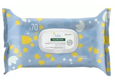 Klorane Bébé Lingettes nettoyantes douces sachet de 70