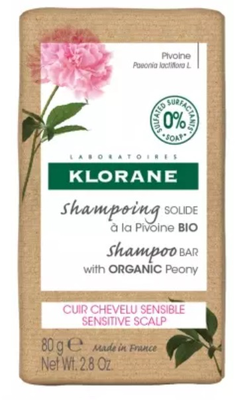 Klorane Pivoine BIO shampooing solide apaisant - tous types de cheveux cuir chevelu sensible/fragile irrité - à la pivoine 80g