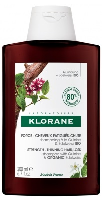 Klorane Quinine BIO Shampooing fortifiant & stimulant - tous types de cheveux/ chute de cheveux/ cheveux fatigués - à la quinine 200ml