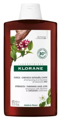 Klorane Quinine BIO Shampooing fortifiant & stimulant - tous types de cheveux/ chute de cheveux/ cheveux fatigués - à la quinine 400ml