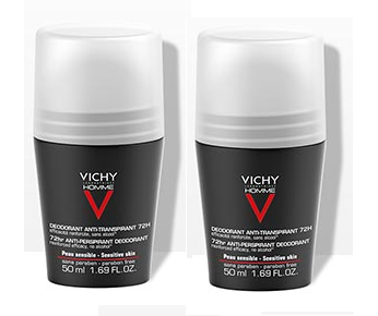 Image VICHY HOMME DEODORANT 72H ANTI TRANSPIRANT ROLL-ON DUO 2X50ML