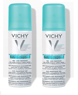 Image VICHY DEODORANT 48H ANTI-TRANSPIRANT ANTI-TRACES JAUNE AEROSOL DUO 2X125ML